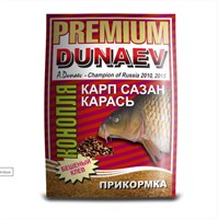 Прикормка Dunaev-Premium КАРП САЗАН КАРАСЬ Конопля Красная 1 кг